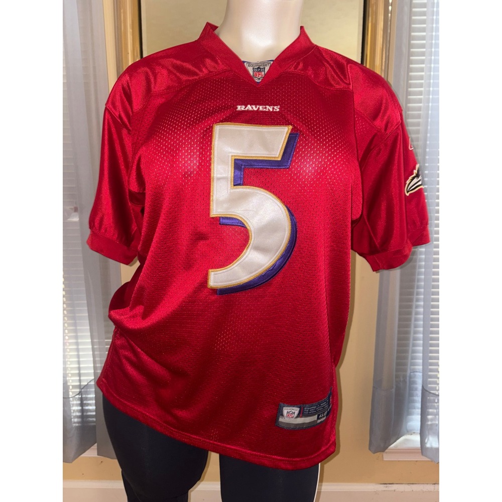 Reebok NFL Baltimore Ravens Joe Flacco 5 Red Jersey Mens 48 Stitched Onfield